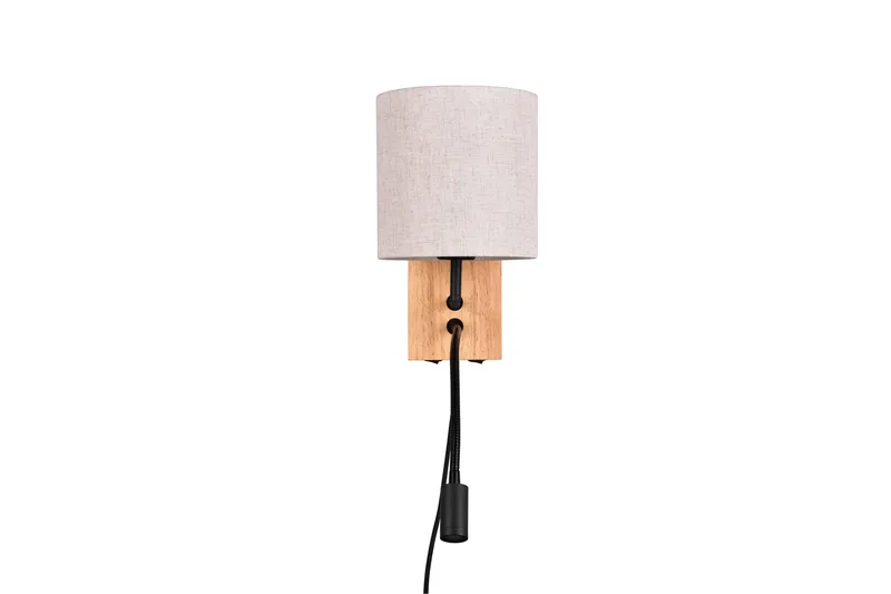 Nilam Vägglampa med läslampa 18 cm LED + E27 trä - Trä/Beige - Products - Belysning - Lampor & belysning inomhus - Sovrumslampa - Sänglampa - Sänglampa vägg