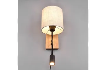 Nilam Vägglampa med läslampa 18 cm LED + E27 trä - Trä/Beige - Products - Belysning - Lampor & belysning inomhus - Sovrumslampa - Sänglampa - Sänglampa vägg