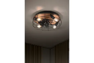 Fläkt TRIO Trondheim Mattsvart/trä - Mattsvart/trä - Products - Belysning - Lampor & belysning inomhus - Taklampa & takbelysning - Takplafond