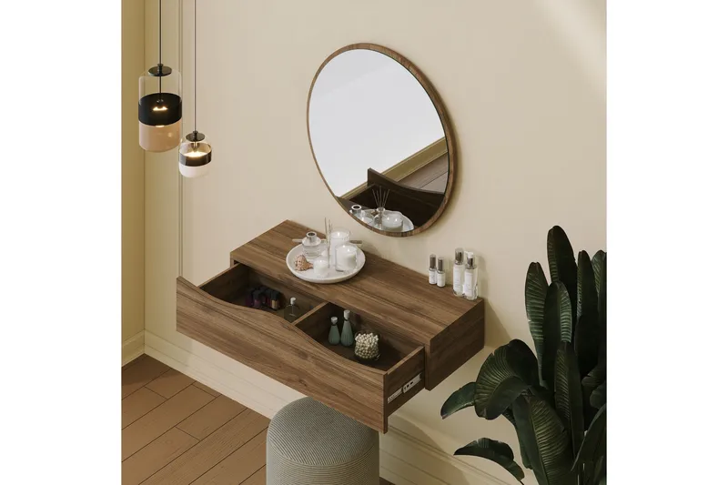 Princesse Väggskåp med Spegel 82 cm - Valnöt - Products - Förvaring - Badrumsförvaring - Spegelskåp
