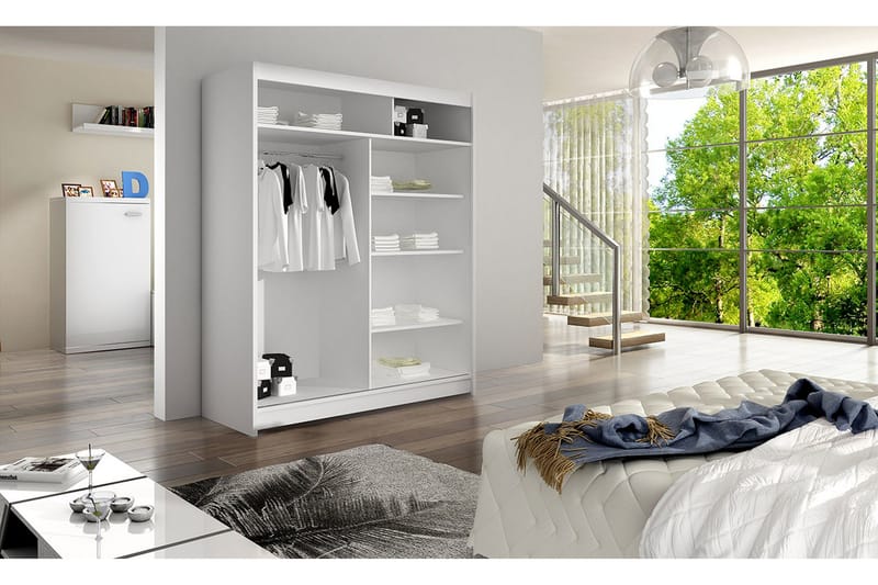 Camino Garderob 150x58x200 cm LED-belysning - Beige/Vit - Products - Förvaring - Garderober & garderobssystem