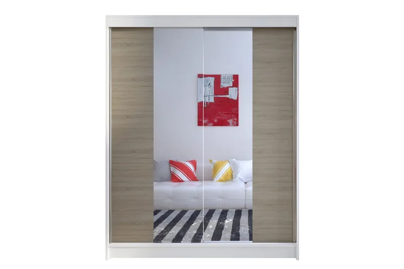 Camino Garderob 150x58x200 cm LED-belysning - Beige/Vit - Products - Förvaring - Garderober & garderobssystem