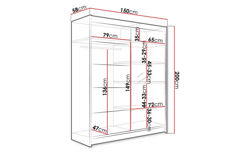 Camino Garderob 58x150 cm - Svart - Products - Förvaring - Garderober & garderobssystem