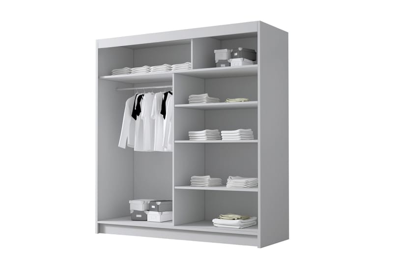 Chavez Garderob med Spegel 180x215 cm - Svart/Vit - Products - Förvaring - Garderober & garderobssystem