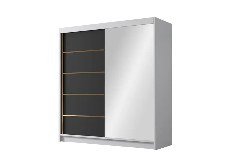 Chavez Garderob med Spegel 180x215 cm - Svart/Vit - Products - Förvaring - Garderober & garderobssystem