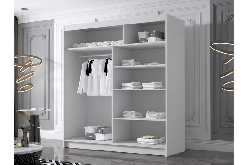 Chavez Garderob med Spegel 180x215 cm - Svart/Vit - Products - Förvaring - Garderober & garderobssystem