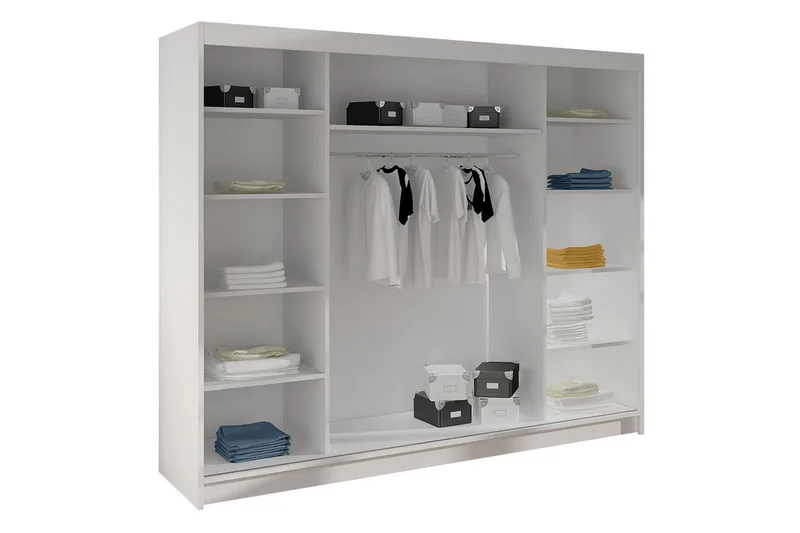 Cyria Garderob med rymlig Förvaring och Skjutdörrar med Spegel 200x215 cm - Svart - Products - Förvaring - Garderober & garderobssystem