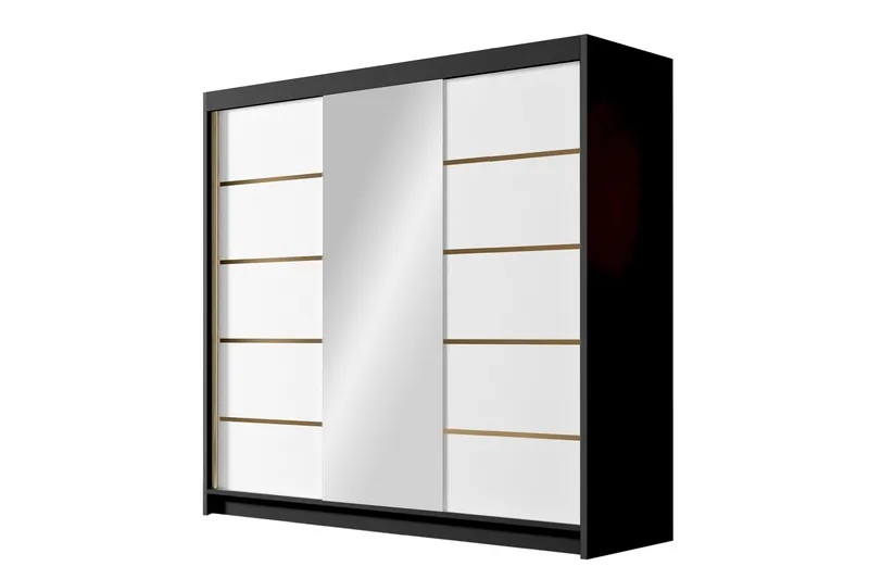 Dianna Garderob med Spegel 200x215 cm - Vit/Svart - Products - Förvaring - Garderober & garderobssystem