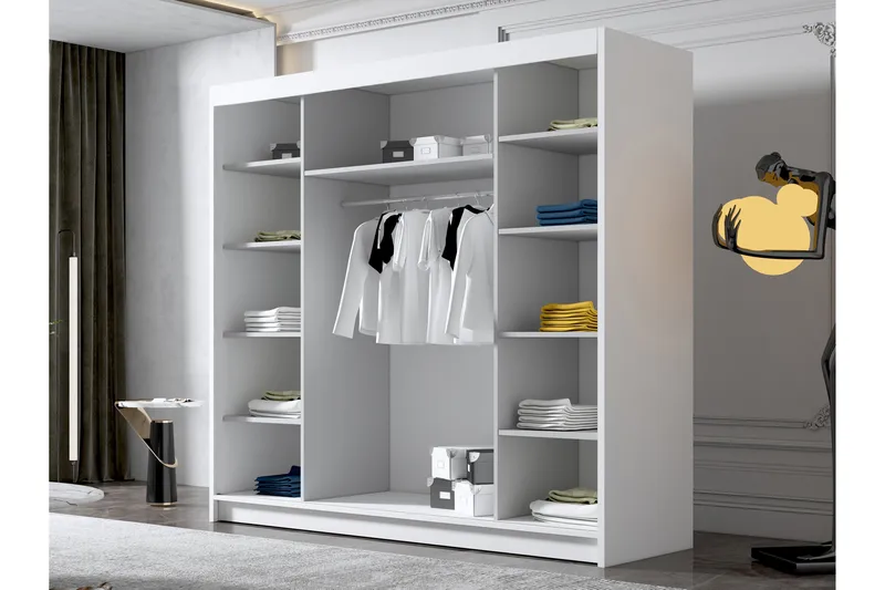 Dianna Garderob med Spegel 200x215 cm - Vit/Svart - Products - Förvaring - Garderober & garderobssystem