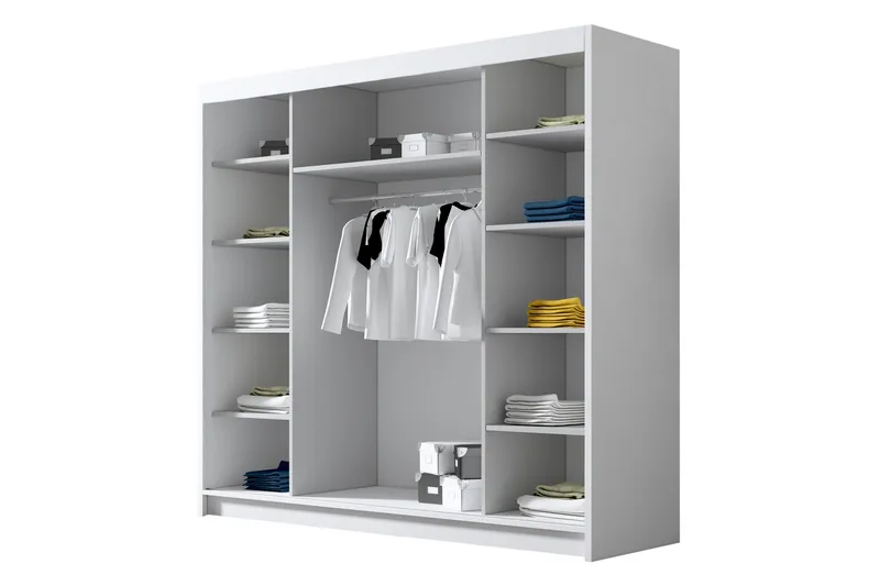 Dianna Garderob med Spegel 200x215 cm - Vit/Svart - Products - Förvaring - Garderober & garderobssystem