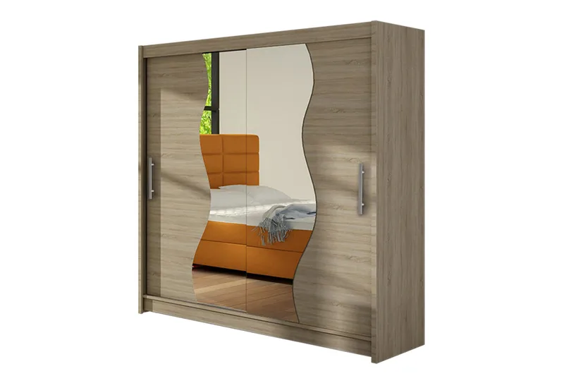 Douglas Garderob 180 cm, Ek/Spegel