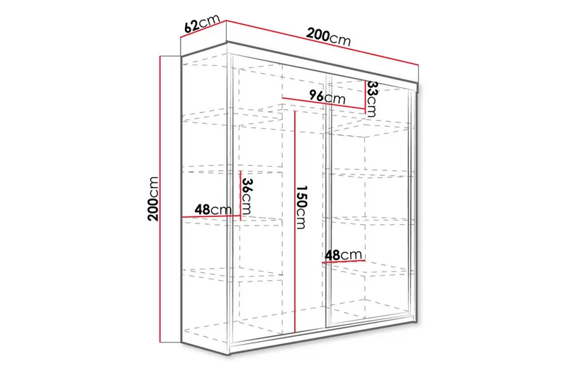Dunkra Garderob m. Spegel 200x200 cm - Brun/Beige - Products - Förvaring - Garderober & garderobssystem