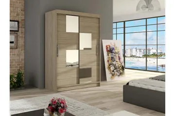 Estella Garderob Skjutdörrar Fyrkantig Spegel - Ek - Products - Förvaring - Garderober & garderobssystem