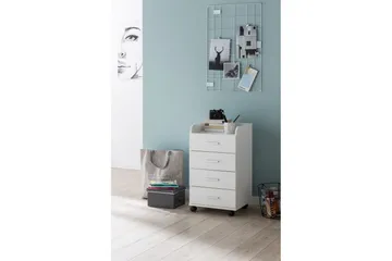 Rullkontejner Wohnling 4 lådor med hjul, förvaringsbricka, foliebelagd spånskiva, modern stil Vit - Vit - Products - Förvaring - Förvaringsmöbler - Byrå - Hurts
