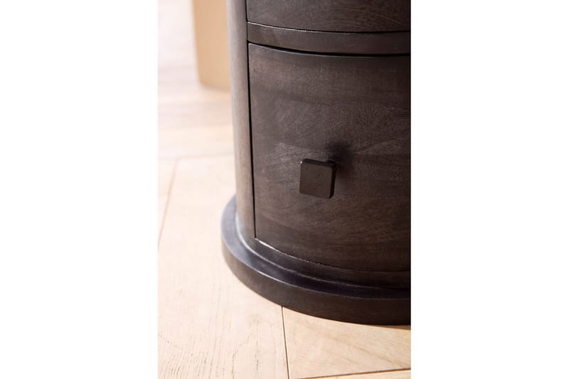 Sideboard Wohnling Runt massivt trä lantlig stil Svart, 3 lådor - Svart, 3 lådor - Products - Förvaring - Förvaringsmöbler - Byrå - Hallbyrå