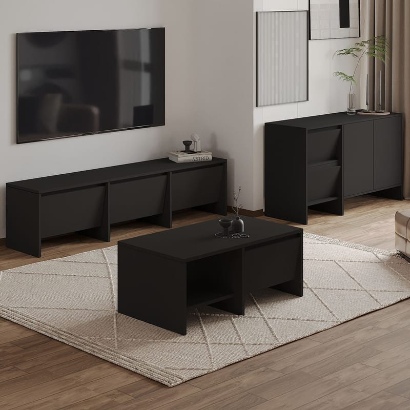 Crala Vardagsrumsmöbelset 160x40x35 cm - Svart - Products - Förvaring - Förvaringsmöbler - Möbelset för vardagsrum