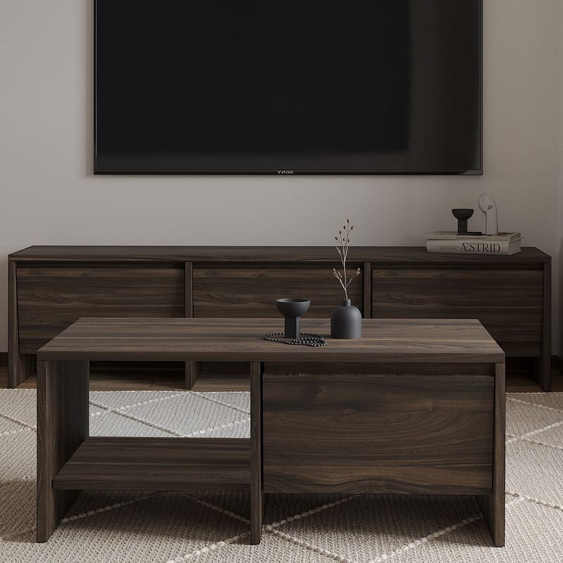 Crala Vardagsrumsmöbelset 160x40x35 cm - Valnöt - Products - Förvaring - Förvaringsmöbler - Möbelset för vardagsrum