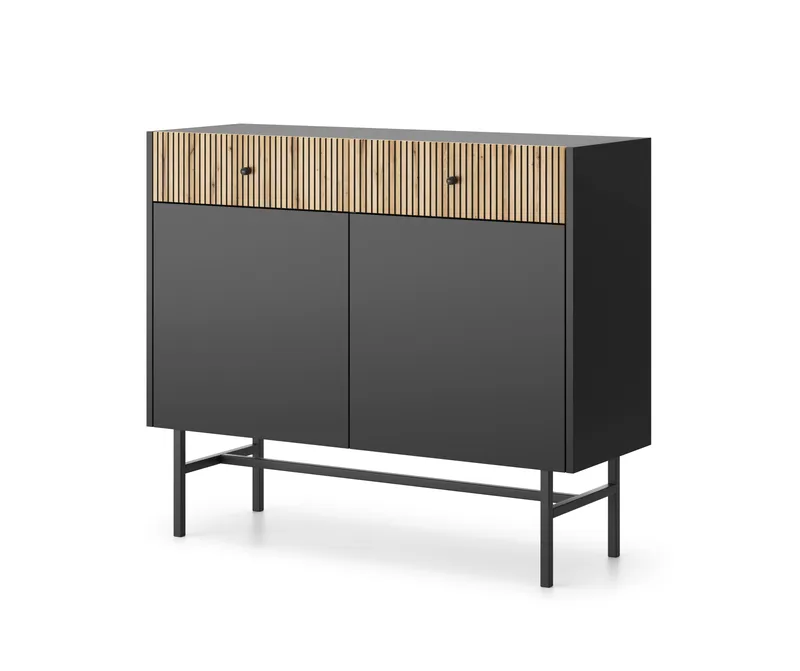 Francisca Byrå 104 cm, Svart/Ek