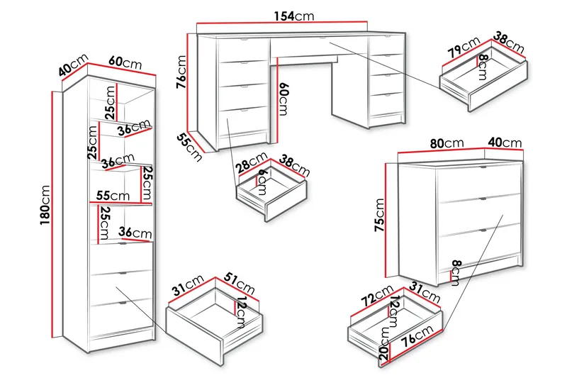 Gudelia Möbelset För Vardagsrum - Vit - Products - Förvaring - Förvaringsmöbler - Möbelset för vardagsrum