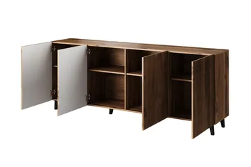 Juniskär Skänk med Förvaring trä 40x82x200 cm - Svart / Ek / Ribbad - Products - Förvaring - Förvaringsmöbler - Byrå