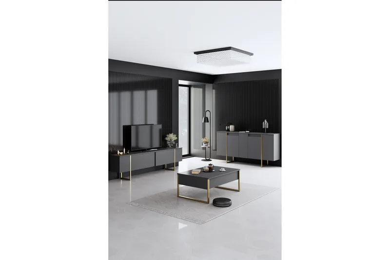 Luxe Konsollbord 160 cm - Grå/Guld - Products - Förvaring - Förvaringsmöbler - Sideboard & skänk