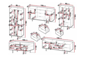 Staffin Möbelset För Vardagsrum - Svart - Products - Förvaring - Förvaringsmöbler - Möbelset för vardagsrum