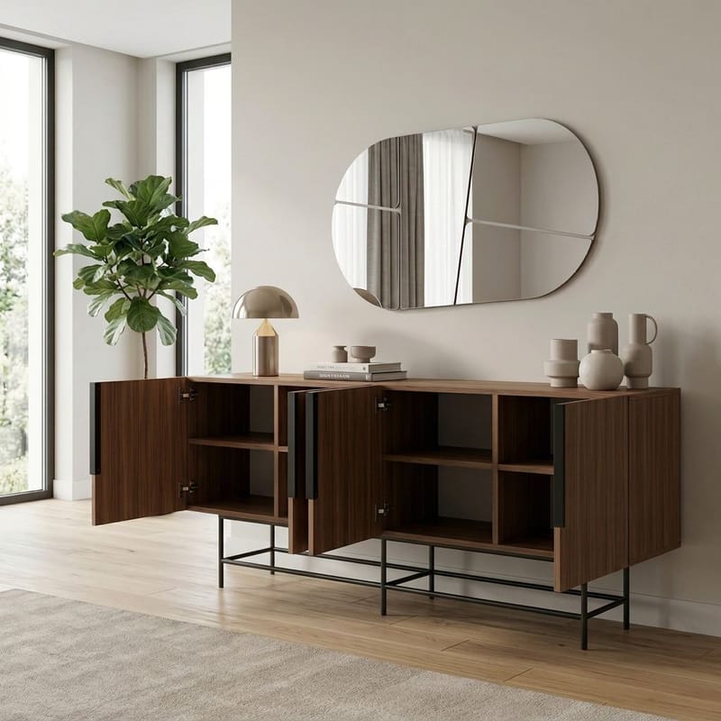 Truvia Konsol 200x77,9x40 cm - Milano Walnut och svart - Products - Förvaring - Förvaringsmöbler - Sideboard & skänk