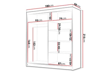 Chavez Garderob 180x215 cm - Svart/Vit - Products - Förvaring - Garderober & garderobssystem - Garderobsskåp