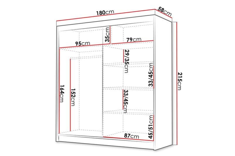 Chavez Garderob 180x215 cm - Svart/Vit - Products - Förvaring - Garderober & garderobssystem - Garderobsskåp