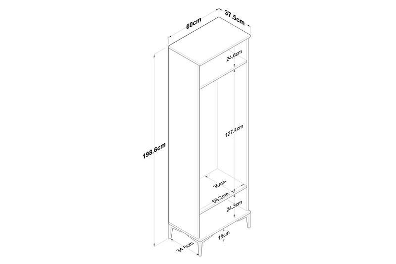 Lukkha Hallmöbel - Valnöt/Vit - Products - Förvaring - Garderober & garderobssystem - Garderobsinredning - Backstativ