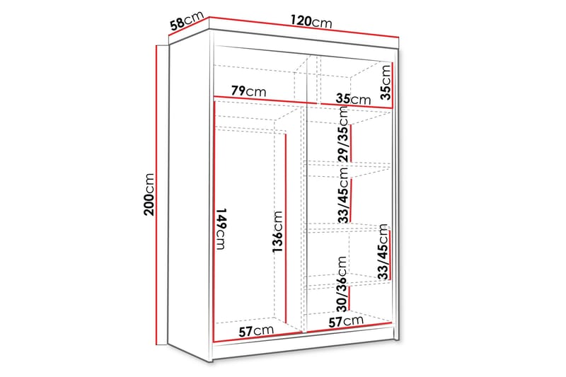 Lungos Garderob 120x200 cm - Svart - Products - Förvaring - Garderober & garderobssystem - Garderobsskåp