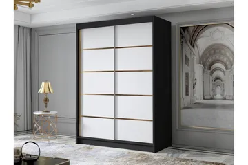 Lungos Garderob 120x200 cm - Vit/Svart - Products - Förvaring - Garderober & garderobssystem - Garderobsskåp