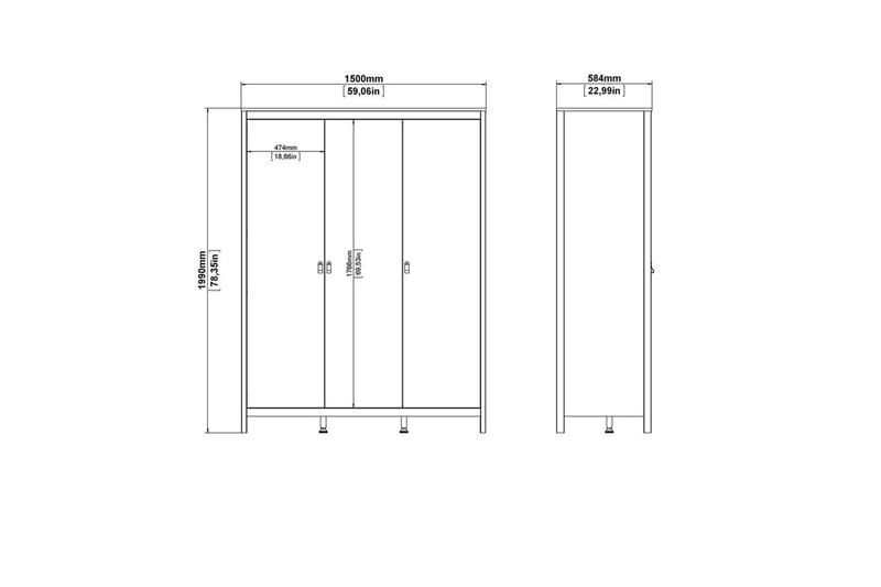 Vallvidera Garderob 150x199 cm - Svart - Products - Förvaring - Garderober & garderobssystem - Garderobsskåp
