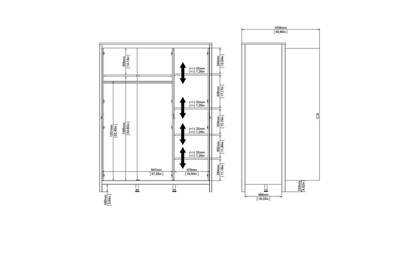Vallvidera Garderob 150x199 cm - Svart - Products - Förvaring - Garderober & garderobssystem - Garderobsskåp