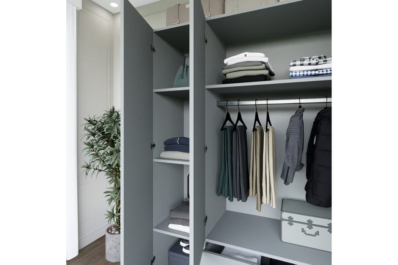 Yaman Garderob 120x181 cm - Grå - Products - Förvaring - Garderober & garderobssystem - Garderobsskåp