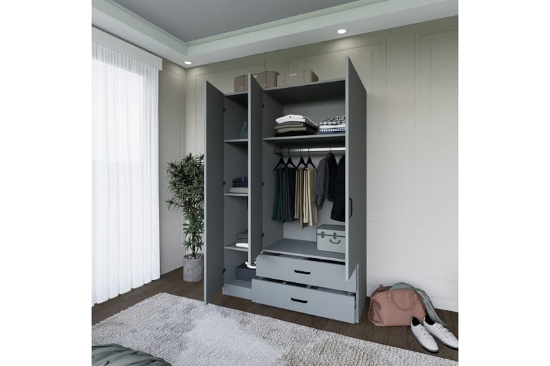 Yaman Garderob 120x181 cm - Grå - Products - Förvaring - Garderober & garderobssystem - Garderobsskåp