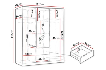 Gudelia Garderob 151x216 cm - Vit - Products - Förvaring - Garderober & garderobssystem