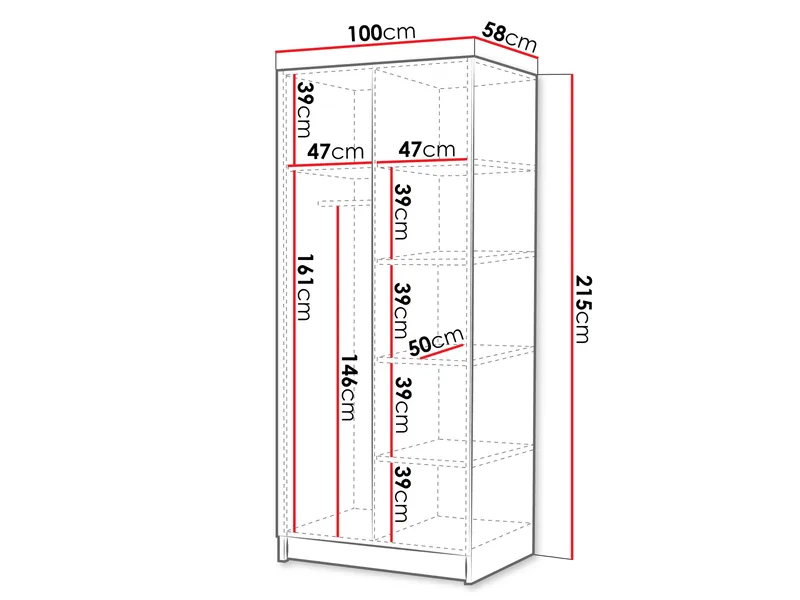 Herrljunga Garderob med Spegel 100x215 cm - Guld/Spegel - Products - Förvaring - Garderober & garderobssystem