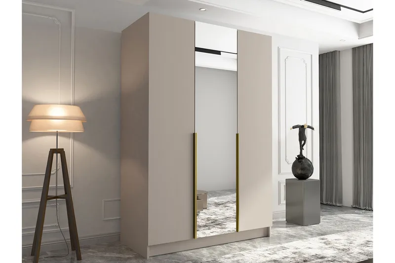 Herrljunga Garderob med Spegel 150 cm - Kashmir/Guld - Products - Förvaring - Garderober & garderobssystem