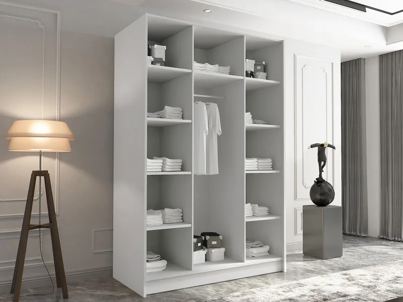 Herrljunga Garderob med Spegel 150x215 cm - Brun/Guld/Spegel - Products - Förvaring - Garderober & garderobssystem