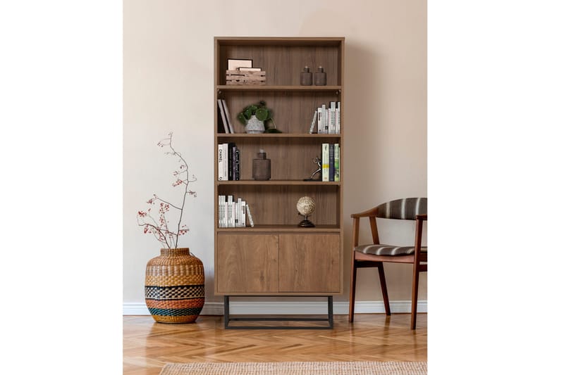 Vernavola Bokhylla 80x36 cm 3 Hyllor - Mörkbrun/Svart - Products - Förvaring - Hylla - Bokhylla