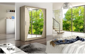 Leila Garderob 150 cm Skjutdörrar Böjd Spegel - Ek/Spegel - Products - Förvaring - Garderober & garderobssystem