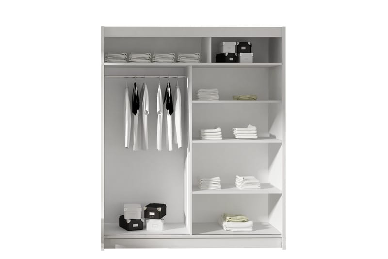 Leila Garderob 150 cm Skjutdörrar Delad Spegel - Beige/Trä/Natur - Products - Förvaring - Garderober & garderobssystem