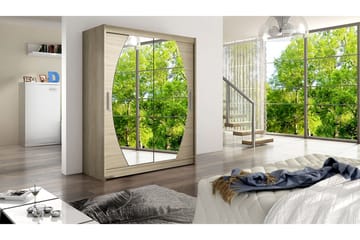 Leila Garderob Skjutdörrar Rund Spegel - Ek/Spegel - Products - Förvaring - Garderober & garderobssystem