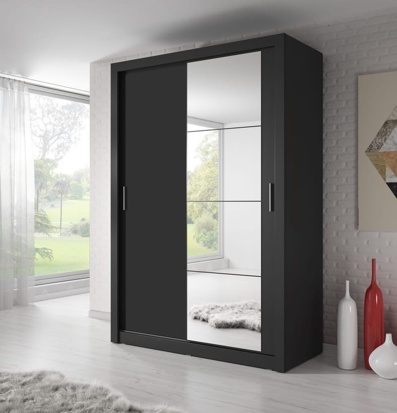 Mervyn garderob B150 cm - Svart / Spegel - Svart - Products - Förvaring - Garderober & garderobssystem