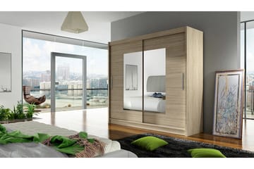 Prag Garderob Skjutdörrar Smal Fyrkantig Spegel - Beige/Trä/Natur - Products - Förvaring - Garderober & garderobssystem