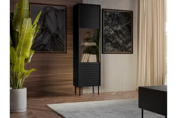 Belonger Smalt Vitrinskåp 40 cm djup 53 cm bred 182 cm hög Mörkt Trä Glas - Svart - Products - Förvaring - Skåp - Vitrinskåp