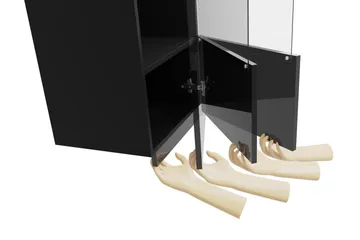 Frick Vägghängt Vitrinskåp Blå LED Belysning 32 cm djup 45 cm bred 117 cm hög Ljust Trä Glas - Vit - Products - Förvaring - Skåp - Vitrinskåp