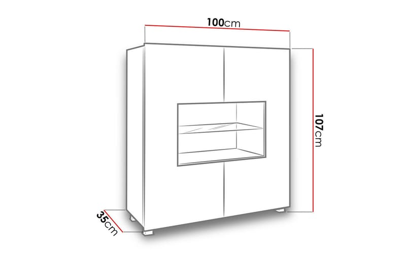 Frick Vitrinskåp Vit LED Belysning 35 cm djup 100 cm bred 107 cm hög Ljust Trä Ek Glas - Gyllene Ek/Vit Led-Belysning - Products - Förvaring - Skåp - Vitrinskåp