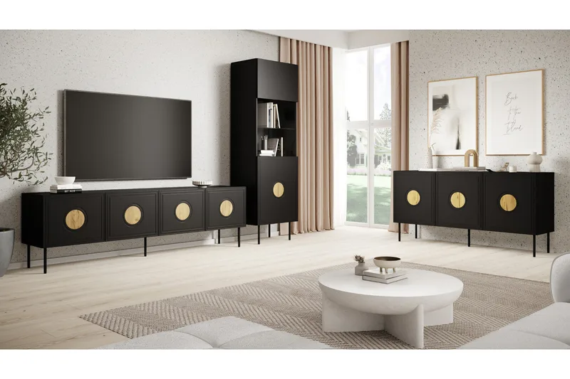 Juniskär Vitrinskåp 40 cm djup 60 cm bred 190 cm hög Mörkt Trä - Svart - Products - Förvaring - Skåp - Vitrinskåp